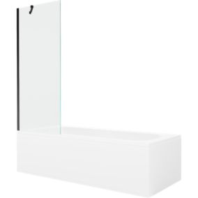 Wanna prostokątna Mexen Vega 160 x 70 cm z obudową i parawanem 1-skrzydłowym 70 cm transparent czarny  550116070X9507000070 1 szt.