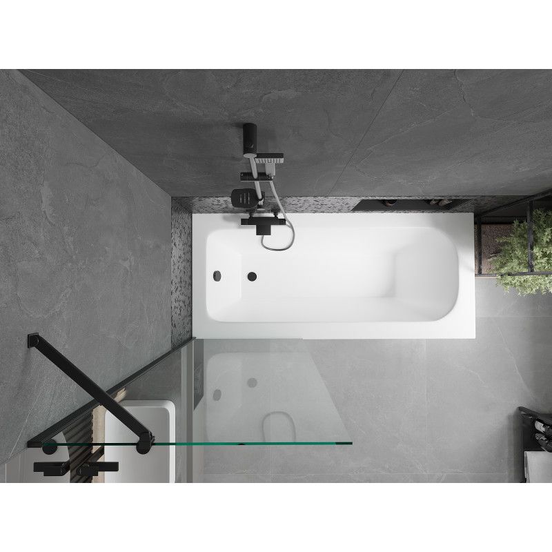 Wanna prostokątna Mexen Vega 160 x 70 cm z obudową i parawanem 1-skrzydłowym 70 cm transparent czarny  550116070X9507000070 1 szt.