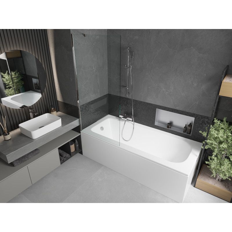 Wanna prostokątna Mexen Vega 160 x 70 cm z obudową i parawanem 1-skrzydłowym 80 cm transparent chrom  550116070X9508000001 1 szt.