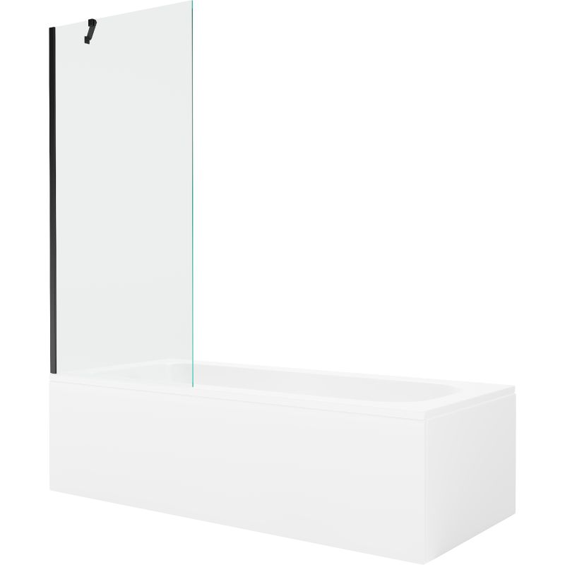Wanna prostokątna Mexen Vega 160 x 70 cm z obudową i parawanem 1-skrzydłowym 80 cm transparent czarny  550116070X9508000070 1 szt.