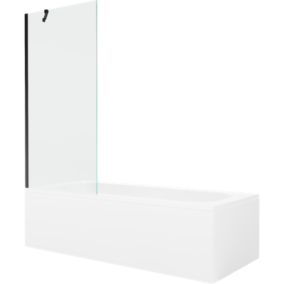 Wanna prostokątna Mexen Vega 160 x 70 cm z obudową i parawanem 1-skrzydłowym 80 cm transparent czarny  550116070X9508000070 1 szt.