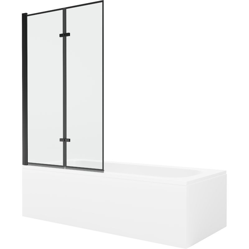 Wanna prostokątna Mexen Vega 160 x 70 cm z obudową i parawanem 2-skrzydłowym 100 cm czarny wzór  550116070X9210027070 1 szt.
