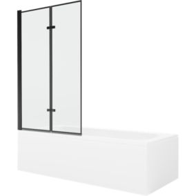 Wanna prostokątna Mexen Vega 160 x 70 cm z obudową i parawanem 2-skrzydłowym 100 cm czarny wzór  550116070X9210027070 1 szt.