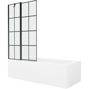 Wanna prostokątna Mexen Vega 170 x 70 cm z obudową i parawanem 1-skrzydłowym 100 cm czarny wzór 1 szt.