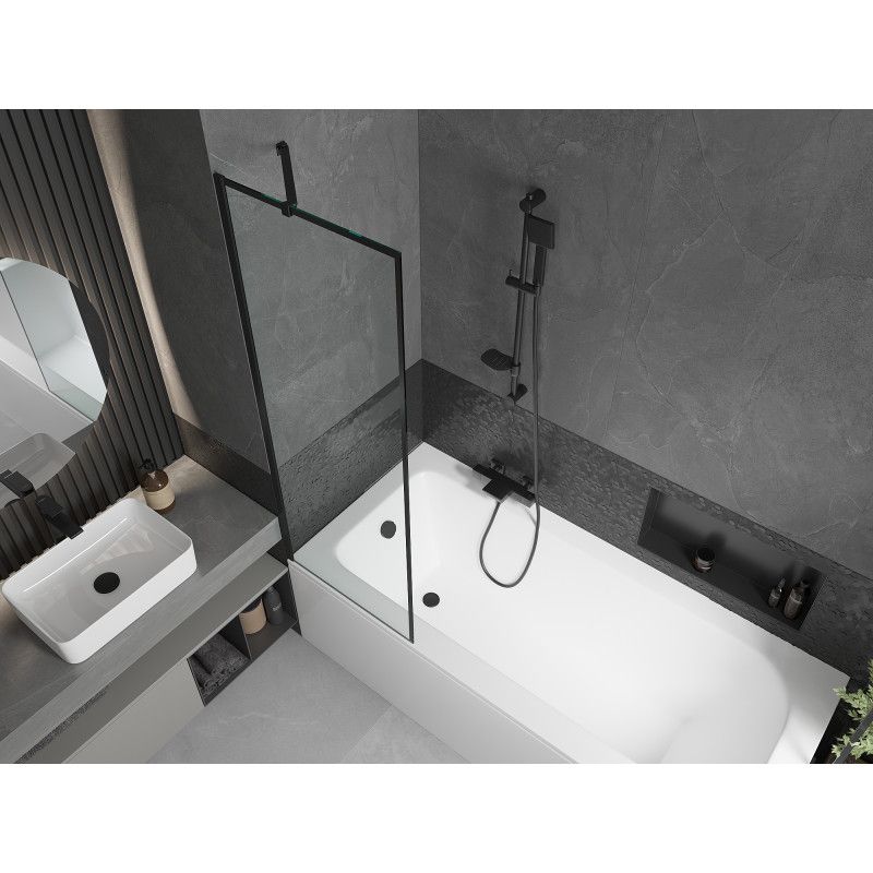 Wanna prostokątna Mexen Vega 170 x 70 cm z obudową i parawanem 1-skrzydłowym 60 cm czarny wzór  550117070X9506007070 1 szt.