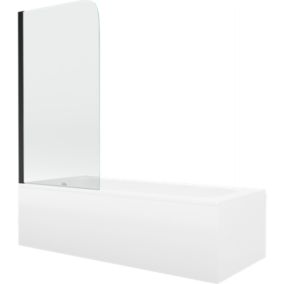 Wanna prostokątna Mexen Vega 170 x 70 cm z obudową i parawanem 1-skrzydłowym 70 cm transparent czarny 1 szt.