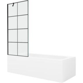 Wanna prostokątna Mexen Vega 170 x 70 cm z obudową i parawanem 1-skrzydłowym 80 cm czarny wzór  550117077X9508007077 1 szt.