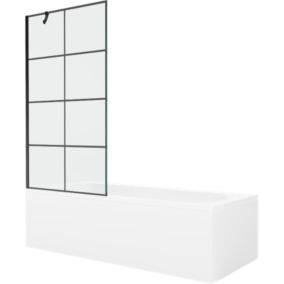 Wanna prostokątna Mexen Vega 170 x 70 cm z obudową i parawanem 1-skrzydłowym 90 cm czarny wzór 1 szt.
