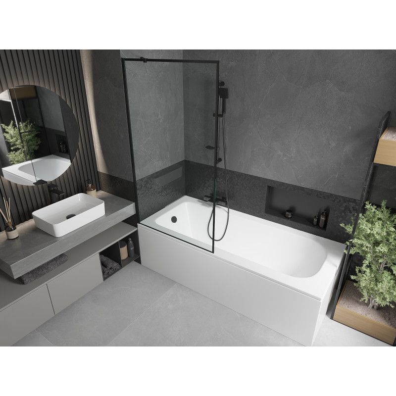 Wanna prostokątna Mexen Vega 170 x 70 cm z obudową i parawanem 1-skrzydłowym 90 cm czarny wzór  550117070X9509007070 1 szt.