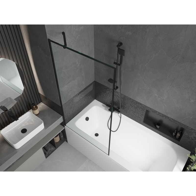 Wanna prostokątna Mexen Vega 170 x 70 cm z obudową i parawanem 1-skrzydłowym 90 cm czarny wzór  550117070X9509007070 1 szt.