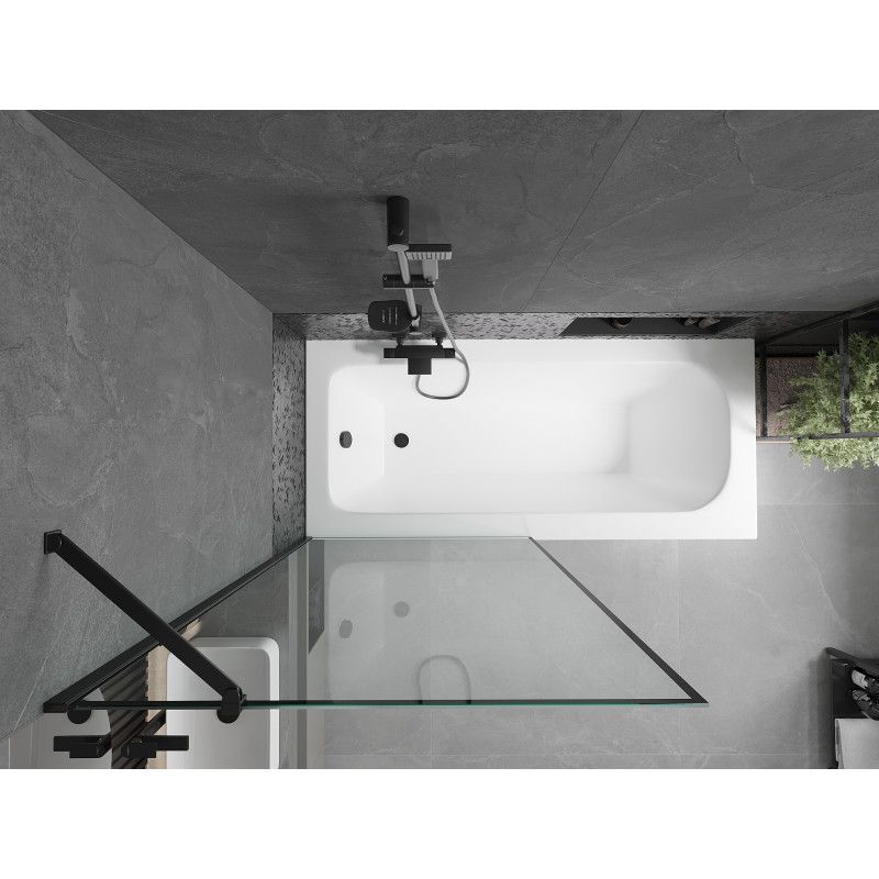 Wanna prostokątna Mexen Vega 170 x 70 cm z obudową i parawanem 1-skrzydłowym 90 cm czarny wzór  550117070X9509007070 1 szt.