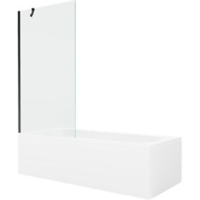 Wanna prostokątna Mexen Vega 170 x 70 cm z obudową i parawanem 1-skrzydłowym 90 cm transparent czarny 1 kpl.