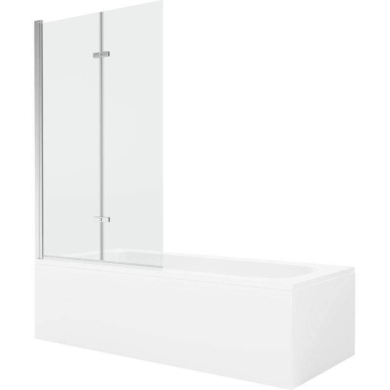 Wanna prostokątna Mexen Vega 170 x 70 cm z obudową i parawanem 2-skrzydłowym 100 cm transparent chrom  550117070X9210020100 1 szt.