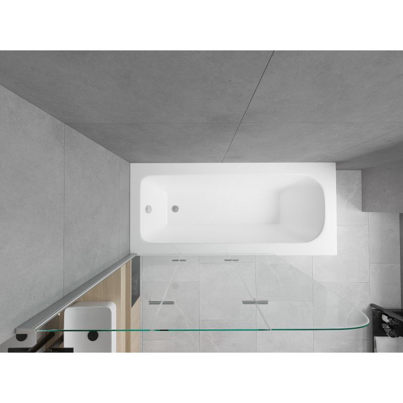 Wanna prostokątna Mexen Vega 170 x 70 cm z obudową i parawanem 3-skrzydłowym 120 cm transparent chrom 1 kpl.