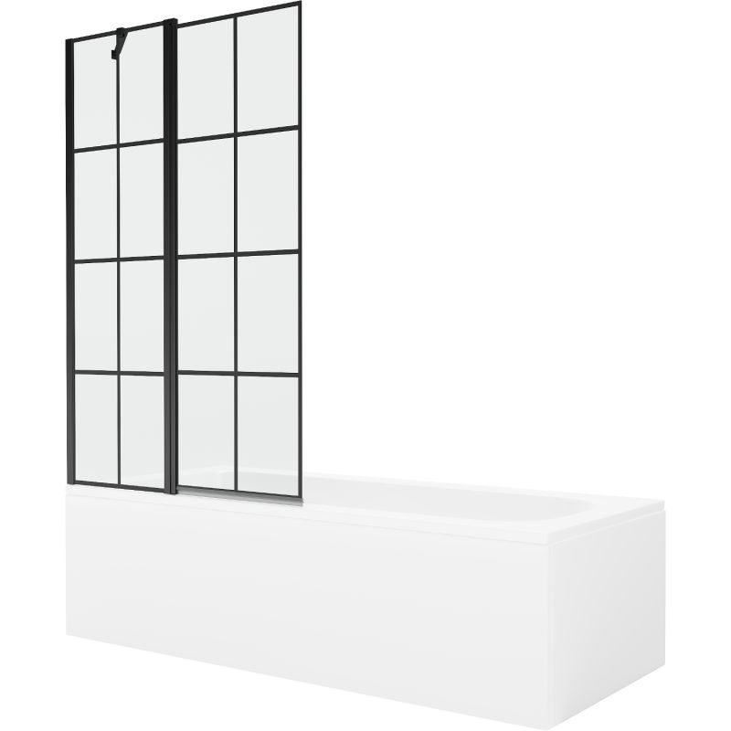 Wanna prostokątna Mexen Vega 180 x 80 cm z obudową i parawanem 1-skrzydłowym 100 cm czarny wzór 1 szt.