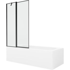 Wanna prostokątna Mexen Vega 180 x 80 cm z obudową i parawanem 1-skrzydłowym 100 cm czarny wzór  550118080X9410117070 1 szt.