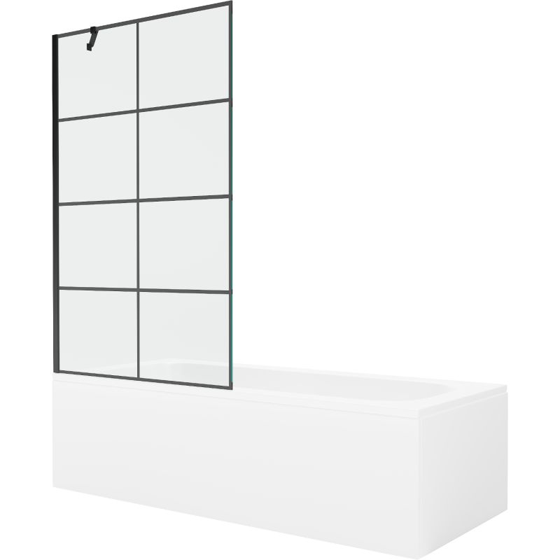 Wanna prostokątna Mexen Vega 180 x 80 cm z obudową i parawanem 1-skrzydłowym 100 cm czarny wzór  550118080X9510007077 1 szt.