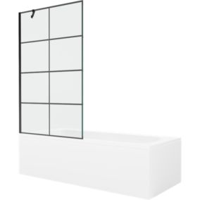 Wanna prostokątna Mexen Vega 180 x 80 cm z obudową i parawanem 1-skrzydłowym 100 cm czarny wzór  550118080X9510007077 1 szt.