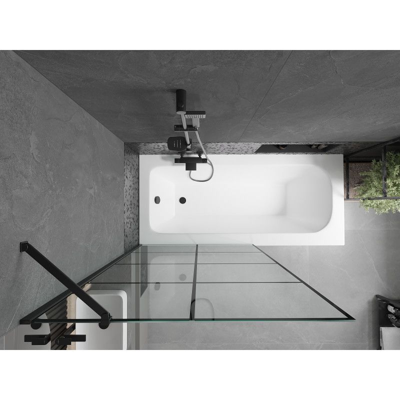 Wanna prostokątna Mexen Vega 180 x 80 cm z obudową i parawanem 1-skrzydłowym 100 cm czarny wzór  550118080X9510007077 1 szt.