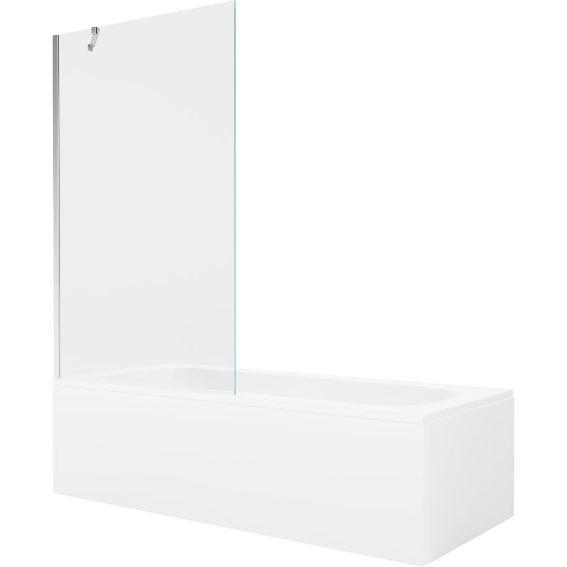 Wanna prostokątna Mexen Vega 180 x 80 cm z obudową i parawanem 1-skrzydłowym 100 cm transparent chrom 1 kpl.