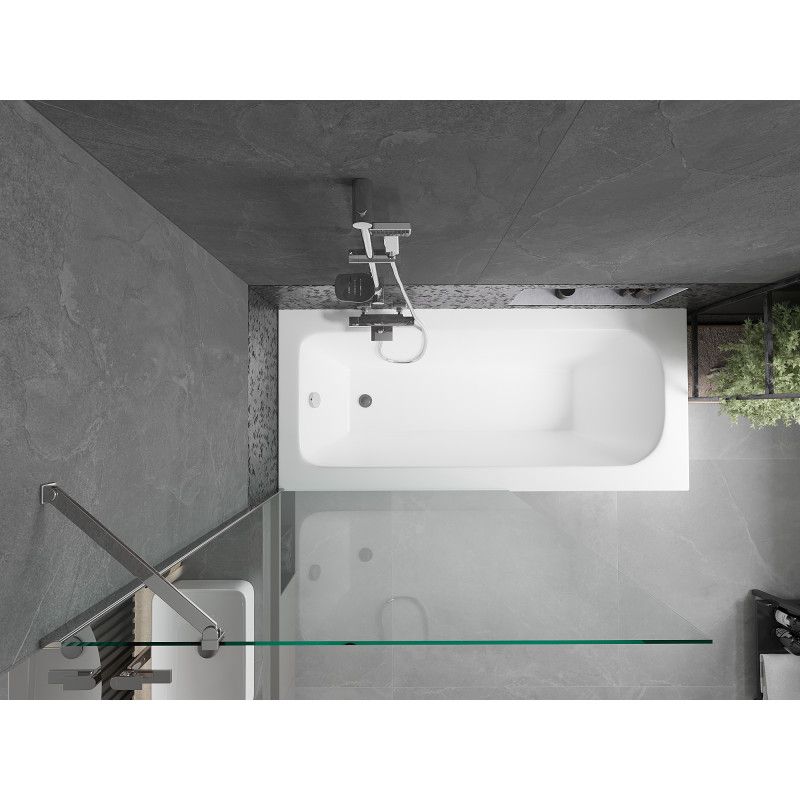 Wanna prostokątna Mexen Vega 180 x 80 cm z obudową i parawanem 1-skrzydłowym 100 cm transparent chrom 1 kpl.