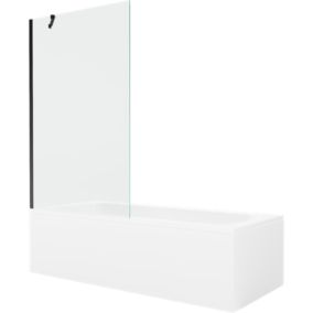 Wanna prostokątna Mexen Vega 180 x 80 cm z obudową i parawanem 1-skrzydłowym 100 cm transparent czarny 1 kpl.