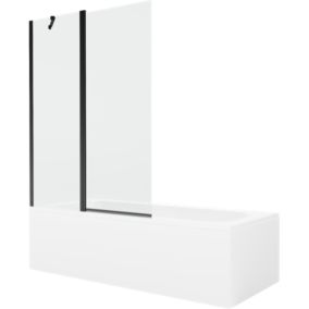 Wanna prostokątna Mexen Vega 180 x 80 cm z obudową i parawanem 1-skrzydłowym 120 cm transparent czarny 1 kpl.