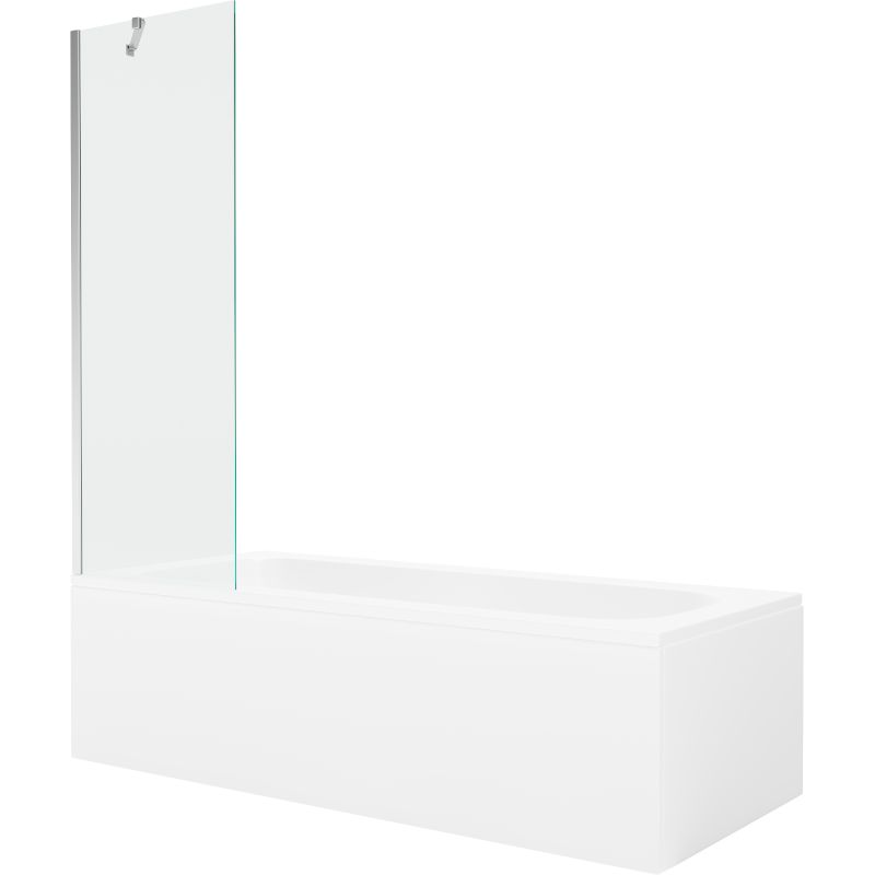 Wanna prostokątna Mexen Vega 180 x 80 cm z obudową i parawanem 1-skrzydłowym 60 cm transparent chrom 1 kpl.