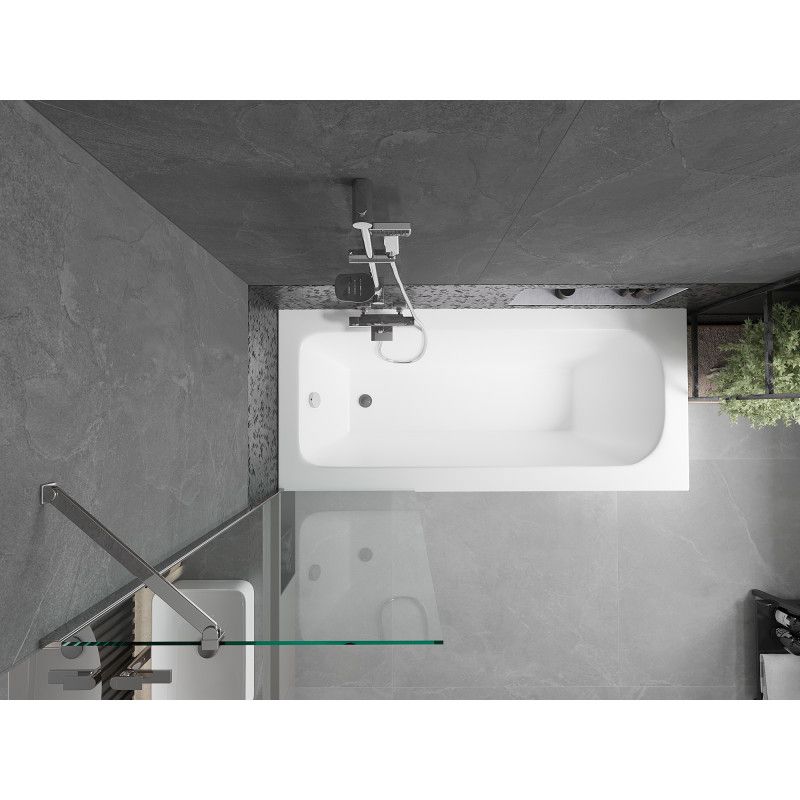 Wanna prostokątna Mexen Vega 180 x 80 cm z obudową i parawanem 1-skrzydłowym 60 cm transparent chrom 1 kpl.