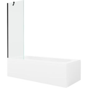 Wanna prostokątna Mexen Vega 180 x 80 cm z obudową i parawanem 1-skrzydłowym 60 cm transparent czarny 1 kpl.