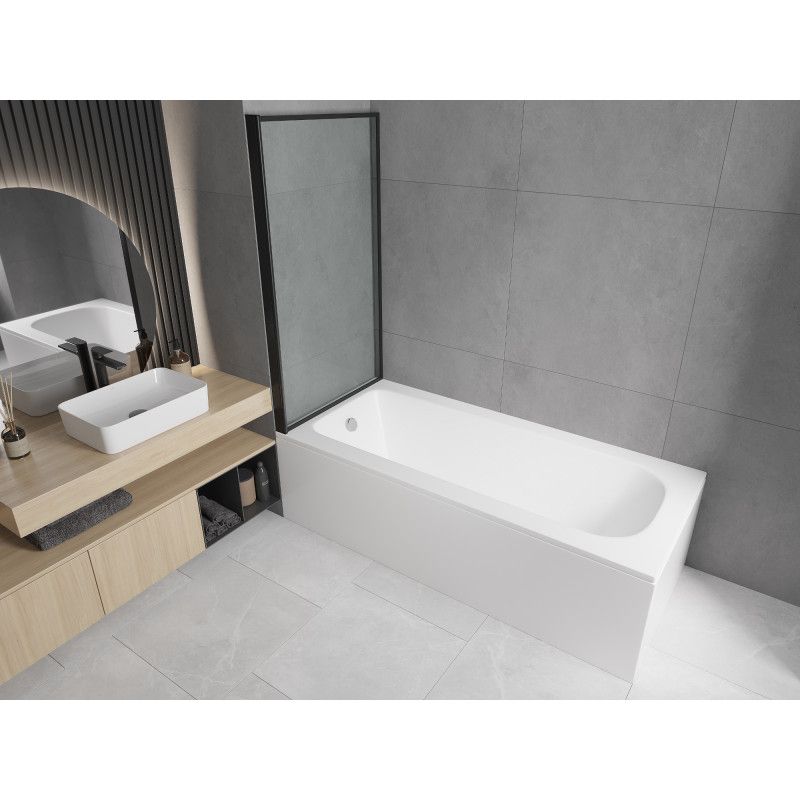Wanna prostokątna Mexen Vega 180 x 80 cm z obudową i parawanem 1-skrzydłowym 70 cm czarny wzór  550118080X9307017070 1 szt.