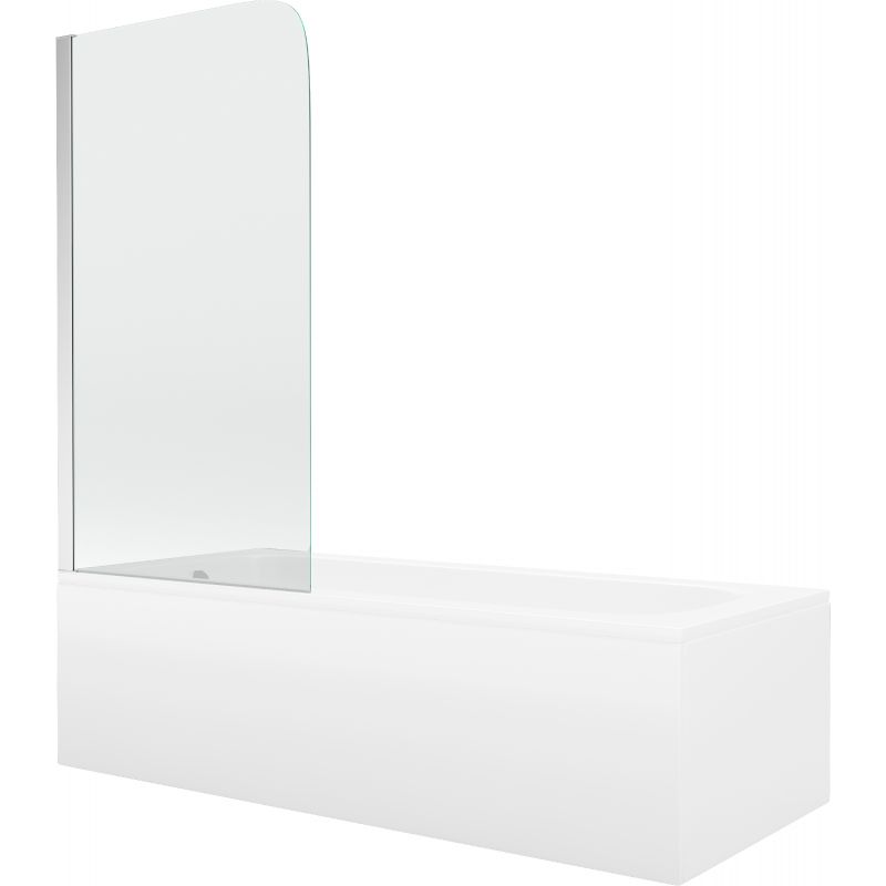 Wanna prostokątna Mexen Vega 180 x 80 cm z obudową i parawanem 1-skrzydłowym 70 cm transparent chrom 1 szt.