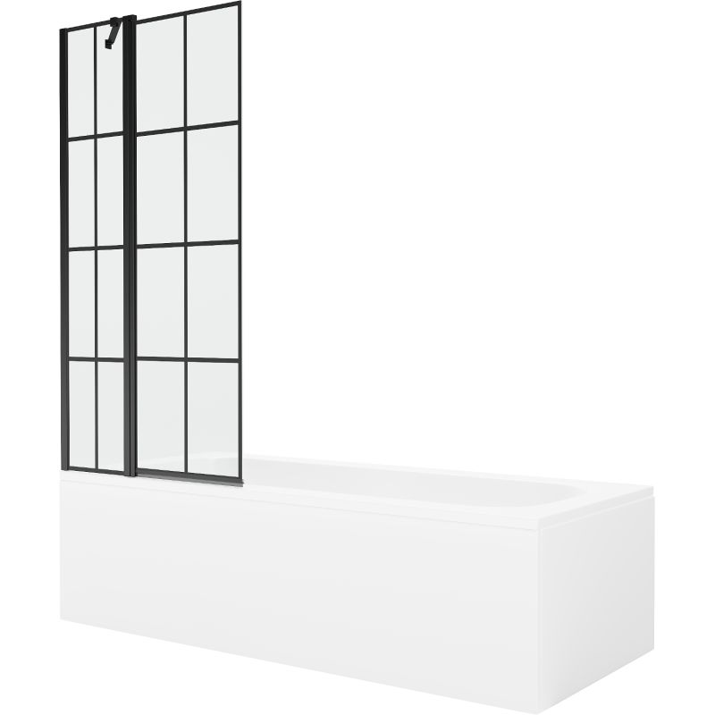 Wanna prostokątna Mexen Vega 180 x 80 cm z obudową i parawanem 1-skrzydłowym 80 cm czarny wzór  550118080X9408117077 1 szt.