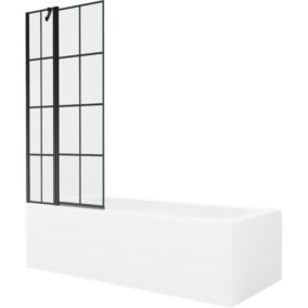 Wanna prostokątna Mexen Vega 180 x 80 cm z obudową i parawanem 1-skrzydłowym 80 cm czarny wzór  550118080X9408117077 1 szt.