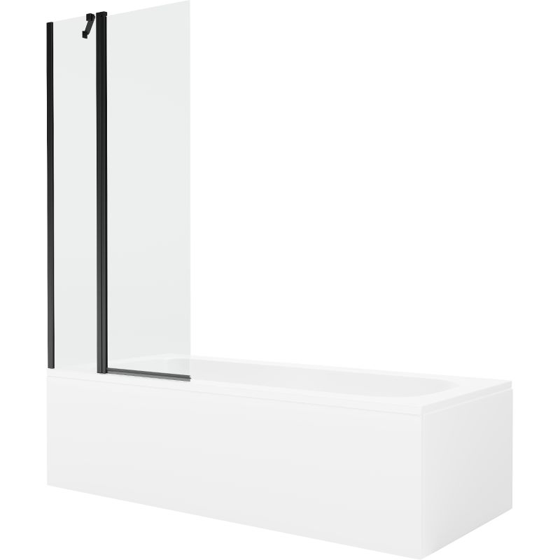 Wanna prostokątna Mexen Vega 180 x 80 cm z obudową i parawanem 1-skrzydłowym 80 cm transparent czarny 1 szt.
