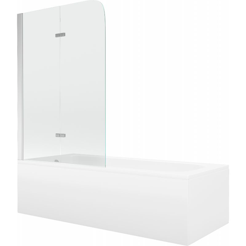 Wanna prostokątna Mexen Vega 180 x 80 cm z obudową i parawanem 2-skrzydłowym 100 cm transparent chrom 1 szt.