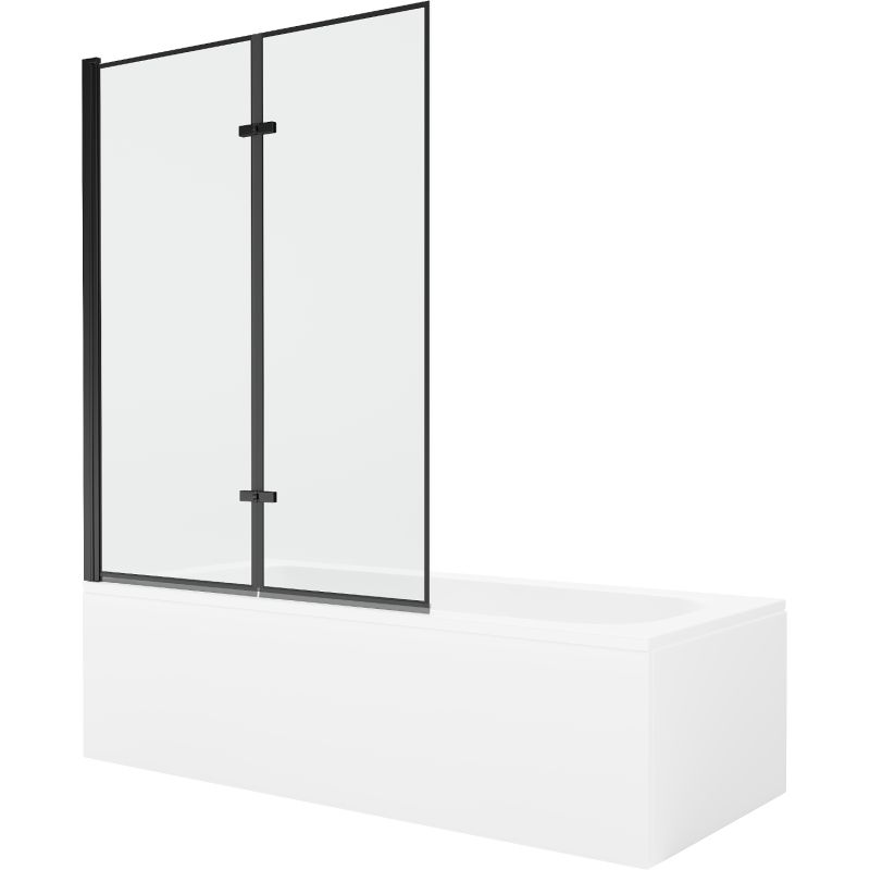 Wanna prostokątna Mexen Vega 180 x 80 cm z obudową i parawanem 2-skrzydłowym 120 cm czarny wzór  550118080X9212027070 1 szt.