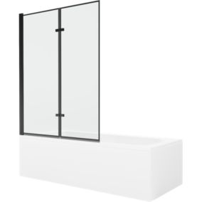 Wanna prostokątna Mexen Vega 180 x 80 cm z obudową i parawanem 2-skrzydłowym 120 cm czarny wzór  550118080X9212027070 1 szt.