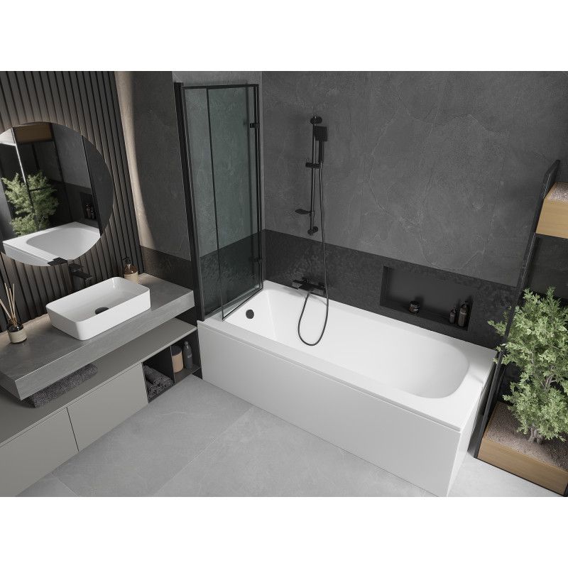 Wanna prostokątna Mexen Vega 180 x 80 cm z obudową i parawanem 2-skrzydłowym 120 cm czarny wzór  550118080X9212027070 1 szt.