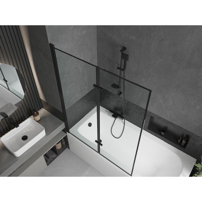 Wanna prostokątna Mexen Vega 180 x 80 cm z obudową i parawanem 2-skrzydłowym 120 cm czarny wzór  550118080X9212027070 1 szt.