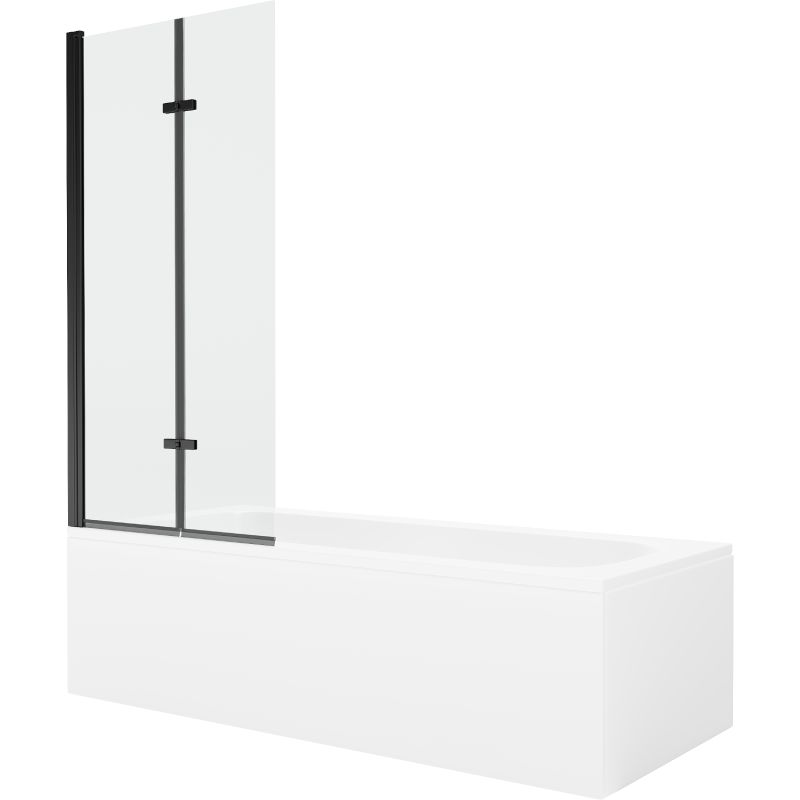 Wanna prostokątna Mexen Vega 180 x 80 cm z obudową i parawanem 2-skrzydłowym 80 cm transparent czarny  550118080X9208027000 1 szt.