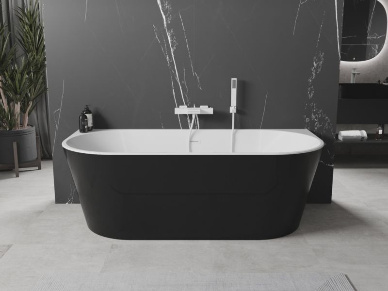 Wanna przyścienna Mexen Oval biały czarny 160x80 cm  52671608075-201 szt.