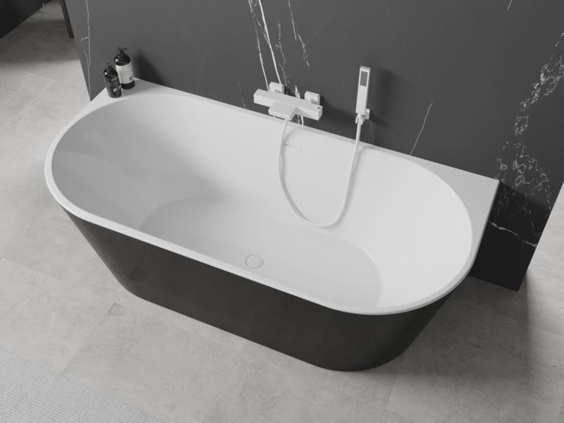 Wanna przyścienna Mexen Oval biały czarny 160x80 cm  52671608075-201 szt.