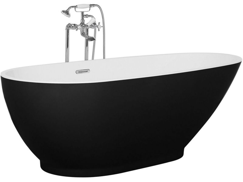 Wanna wolnostojąca 173 x 82 cm czarno-biała Guiana 1 szt.