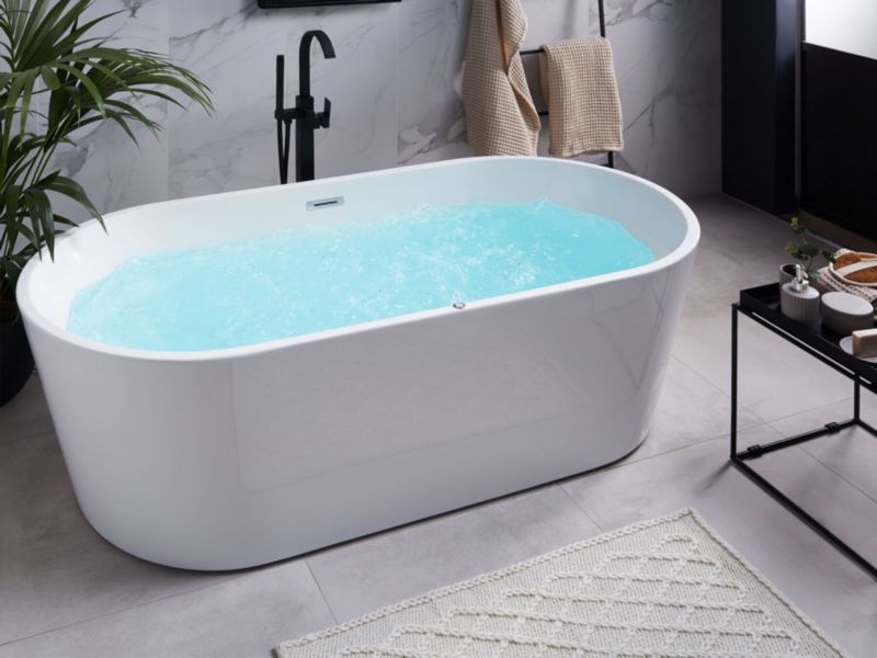 Wanna wolnostojąca LED z hydromasażem 170 x 80 cm biała Havana 1 szt.