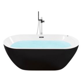 Wanna wolnostojąca LED z hydromasażem 170 x 80 cm czarna Nevis 1 szt.