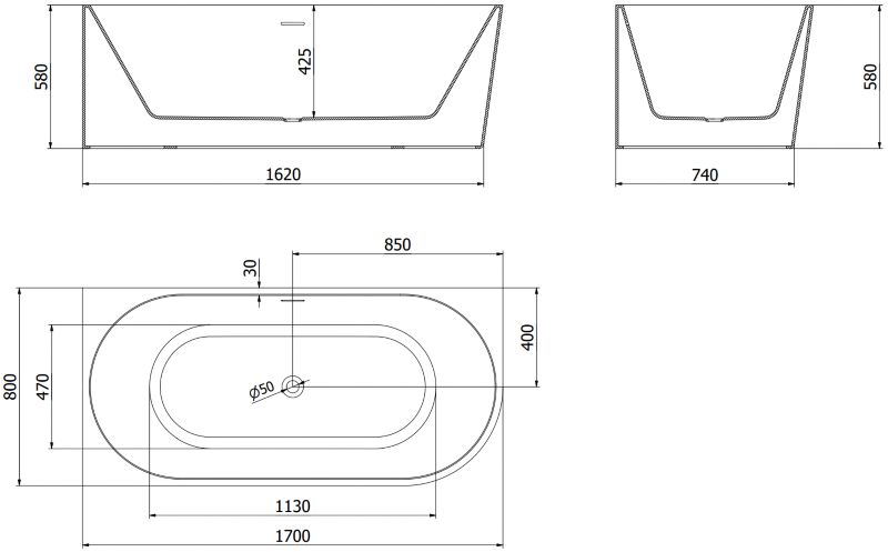 Wanna wolnostojąca Mexen Mia biała 170x80 cm 1 szt.