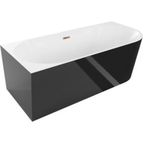 Wanna wolnostojąca narożna lewa Mexen Mia 180 x 80 cm biała/czarna przelew różowe złoto 1 szt.
