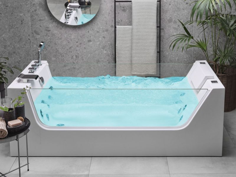 Wanna wolnostojąca z hydromasażem 170 x 80 cm biała Oyon 1 szt.
