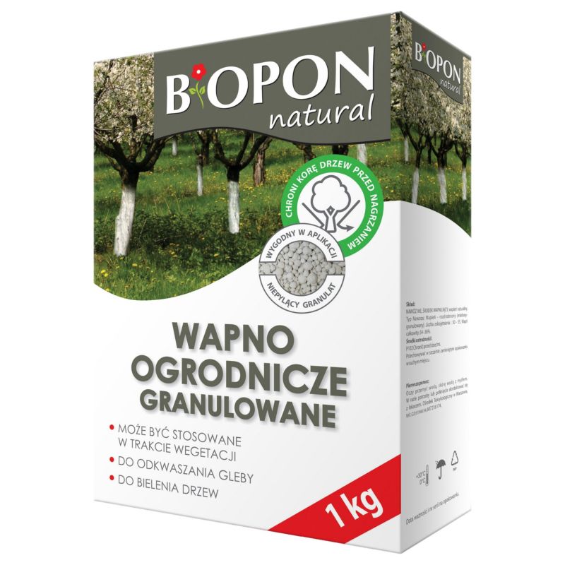 Wapno Ogrodnicze Granulowane Biopon Do Bielenia Drzew I Odkwaszania Gleby 1 kg 1szt.